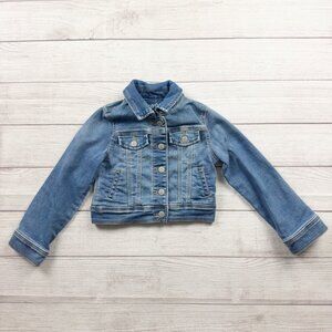 Cat & Jack Girls Denim Jacket Blue Snap Front Jean Jacket XS 4-5
